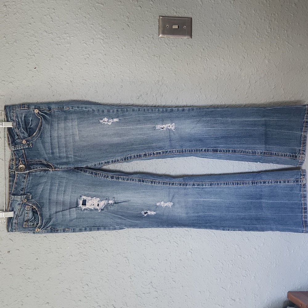 Amethyst Jeans Light Blue Distressed Flare